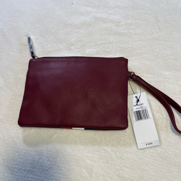Tommy Hilfiger Burgundy and Navy Wristlet Clutch - Picture 2 of 5